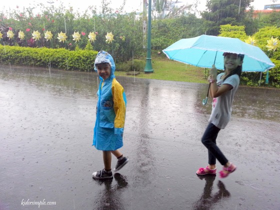 It's the typhoon period and the kids were enjoying walking in the rain!